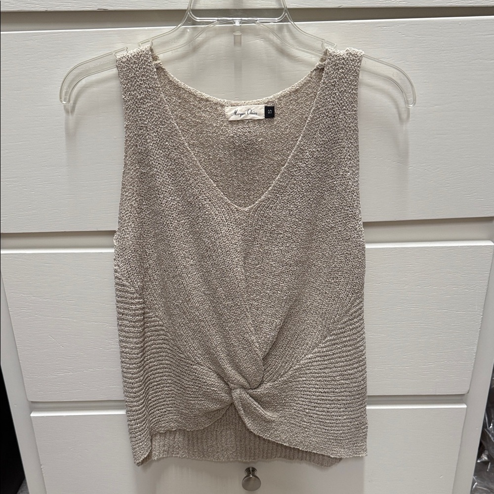 Beige Knit Sleeveless Top